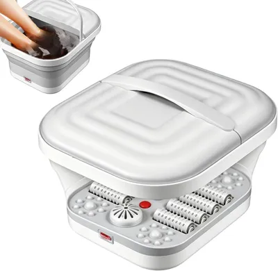 Productafbeelding van Voetenbad, verwarmd massagevoetenbad, opvouwbaar, met 6 rollen, luchtbellen en elektrische infrarood voetmassageapparaat voor ontspannende voetmassage, ideaal als cadeau voor mannen en vrouwen