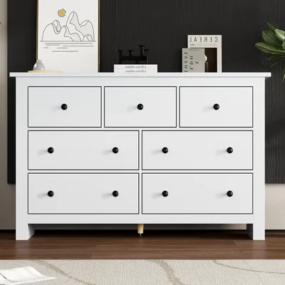 Produktbild von Merax Sideboard im Landhausstil, Schubkastenkommode aus Holz, Weiß,140cm breit