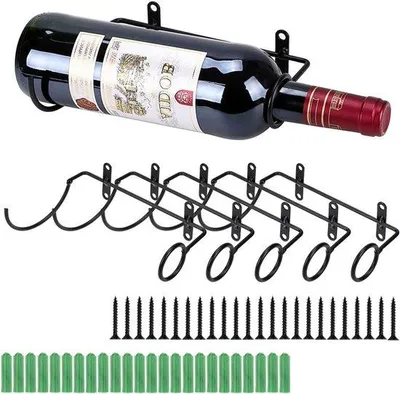 Produktbild von Wandmonteerbare Metallwijnhüter - 6 Stück - elegante Weinlagerei