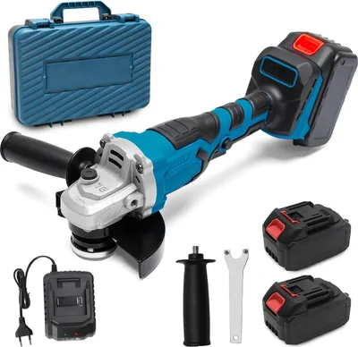 Immagine prodotto di Smerigliatrice angolare - A batteria - Motore brushless - 1500 W - Disco da 125 mm - 3 velocità - 18 V - 2 batterie - Blu
