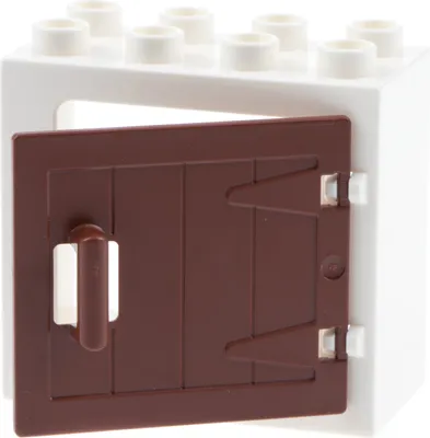 Produktbild von 1x Lego Duplo Fenster Rahmen klein 2x4x3 weiß Tür 1x4x3 rot braun 87653 61649