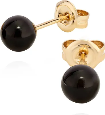 Produktbild von Paar Ohrstecker echte Schwarze Onyx 333 Gelb Gold 8 Karat 5,2mm rund Ohrringe