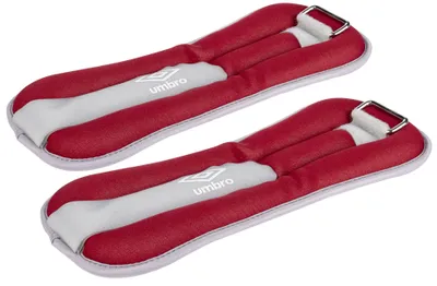 Obrázek produktu pro Zátěže na nohy a ruce Umbro, 2 kusy po 1000 g, nastavitelné pomocí suchého zipu, pohodlné nošení, šedá/červená barva