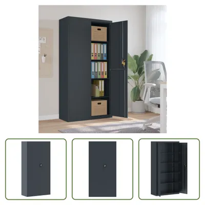 Obrázek produktu pro The Living Store skříň na dokumenty antracitová 90x40x180 cm ocelová