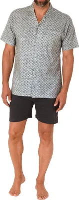 Produktbild von Normann Herren kurzarm Schlafanzug Shorty Pyjama zum durchknöpfen, auch in Übergrössen ; anthrazit-mel. , 54