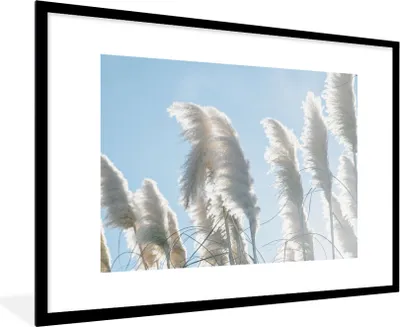 Produktbild von MuchoWow® Gerahmtes Poster Himmel - Gras - Pampasgras 90x60 cm - Poster mit Schwarzem Bilderrahmen Wandposter Rahmen Foto Bilder - Wanddekoration - Fotos