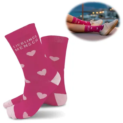 Produktbild von LS-LebenStil Coole lustige Socke Gr. 36-40 Spruch "Lieblingsmensch" Pink Statement Socks Damen Witzig Lustig Geschenk