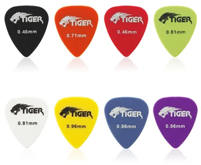 Obrázek produktu pro Sada TIGER AP100A se 100 kytarovými trsátky pro akustické/klasické a elektrické kytary, různé barvy