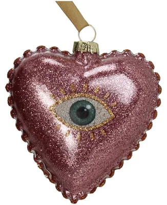 Imagen del producto de Adornos navideños de cristal con forma de corazón y ojo, multicolores, 8 cm
