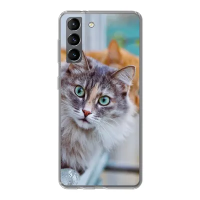 Produktbild von MuchoWow® Handyhülle Schutzhülle Hülle für Samsung Galaxy S21 Katze - Fenster - Katzen Silikon Softcase Handy Hülle - Softcase