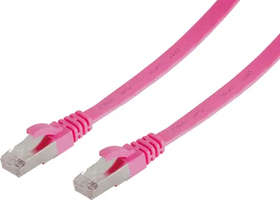 Image de Câble plat RJ45 m CAT 7 brut slim magenta 0,5m
