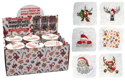 Produktbild von 12 x Kleine Handtücher 30 x 30 cm - Gästehandtücher Weihnachten - Kinder Handtücher Weihnachten - Magic Handtücher Kinder