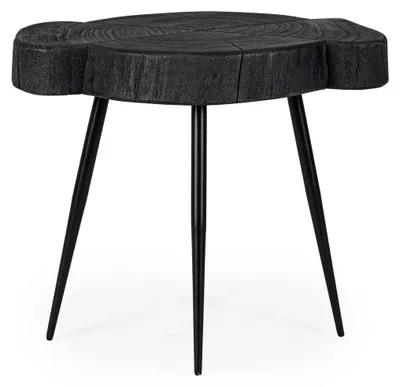 Beistelltisch Zaika 45 x 35 x 40 cm Akazienholz Stahl Schwarz