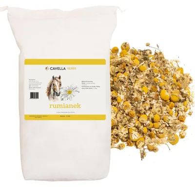 Produktbild von Cavella Ergänzungsfutter Pferd Kamillenblüten ganz, Ergänzungsfuttermittel für Verdauung, Magenschutz und Beruhigung Pferd