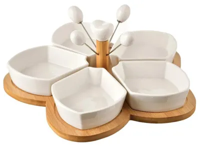 Productafbeelding van Snackschalen-set - WHITELINE - Porselein - 10-delig - 28,5 cm - Wit