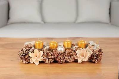 Produktbild von Ikebana MagicHome Weihnachten, natürlich, Advents-, creme, 44x15x9 cm