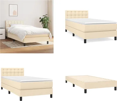 Produktbild von vidaXL Boxspringbett mit Matratze Creme 100x200 cm Stoff - Boxspringbett - Boxspringbetten - Bett - Schlafzimmermöbel