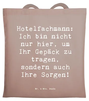 Produktbild von Mr. & Mrs. Panda Shopping Tasche Spruch Hotelfachmann Sorge - Braun Pastell - Geschenk, Berufsgestaltung, Beutel, Flexibilität, Ich bin nicht nur hier, Beruf, totebag