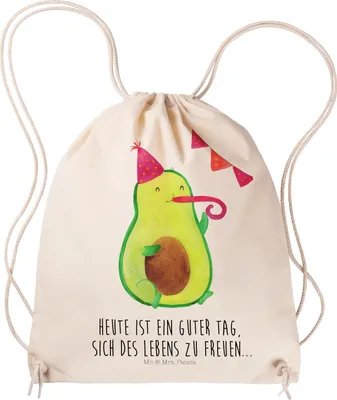 Produktbild von Mr. & Mrs. Panda Beutel Avocado Party - Transparent - Geschenk, wander rucksack, Avocados, gym tasche, Geburtstag, Turnbeutel, festival, Happy Birthday, Jutebeutel