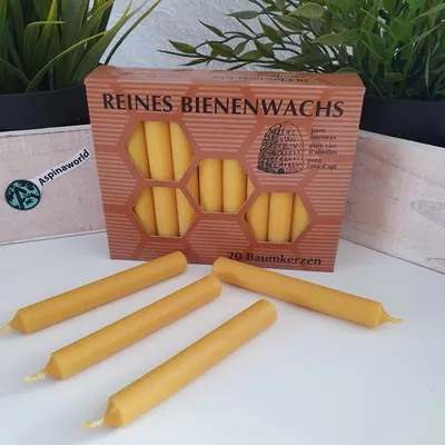 Produktbild von Christbaumkerzen 20er Set 10 cm aus Bienenwachs für einen Baum mit Baumwolldocht ohne Zusätze