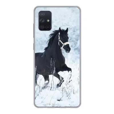 Produktbild von MuchoWow® Handyhülle Schutzhülle Hülle für Samsung Galaxy A71 Pferd - Schnee - Winter Silikon Softcase Handy Hülle - Kartenbesitzer