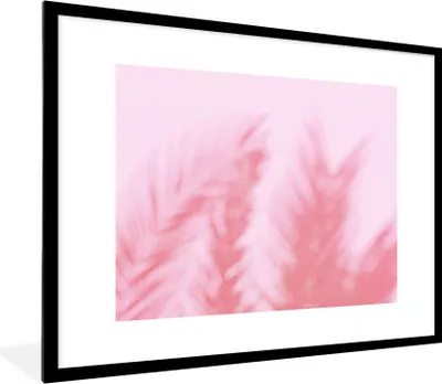 Produktbild von MuchoWow® Gerahmtes Poster Pflanzen - Blätter - Rosa 80x60 cm - Poster mit Schwarzem Bilderrahmen Wandposter Rahmen Foto Bilder - Schlafzimmer-Dekorationen - Fotoposter