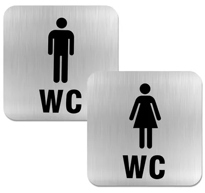 Produktbild von Solidchoice – 2 selbstklebende Toilettenschilder aus Edelstahl