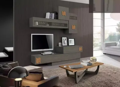 Produktbild von Wohnwand  Schrank TV-Schrank Set Wohnmöbel Praktisch Wohnzimmer grau