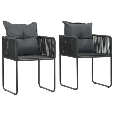 Produktbild von Gartenstühle 2 Stk. mit Polstern Poly Rattan Schwarz
