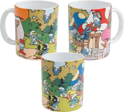 Produktbild von Die Schlümpfe Tasse - Schlumpfdorf Kaffeetasse Becher Kaffeebecher aus Keramik 320 ml