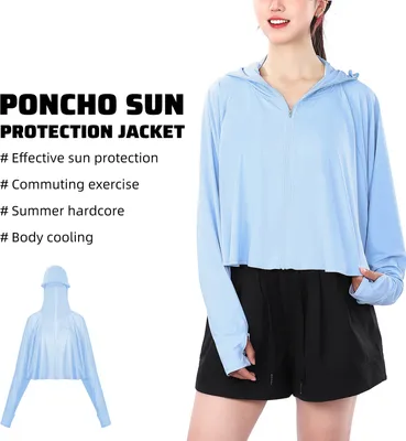 Zdjęcie produktu dla Odzież przeciwsłoneczna, letnia jedwabna bluza przeciwsłoneczna z długim rękawem, outdoorowa odzież wędkarska, odzież przeciwsłoneczna do biegania, oddychająca, rozmiar S, niebieska