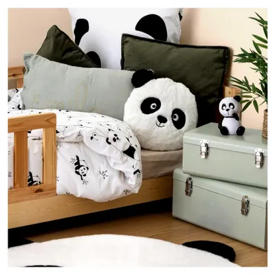 Produktbild von Panda-Kissen schwarz und weiß, Durchmesser 27 cm