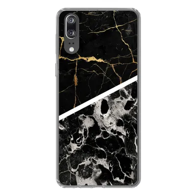 Produktbild von MuchoWow® Handyhülle Schutzhülle Hülle für Huawei P20 Marmor - Gold - Luxus Silikon Softcase Handy Hülle - Hardcover