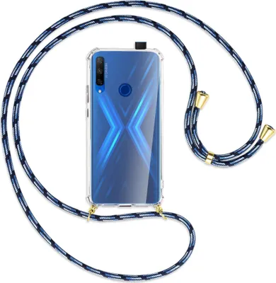 Produktbild von Handykette Backcover-Schutzhülle mit Band (Metall goldfarben) für Honor 9X / 9X Premium - Blautöne