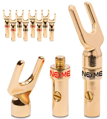Produktbild von NEXMEX Kabelschuhe 10x Hifi Gabelschuhe Y-Anschluss Kabel bis 6mm² 24k vergoldet