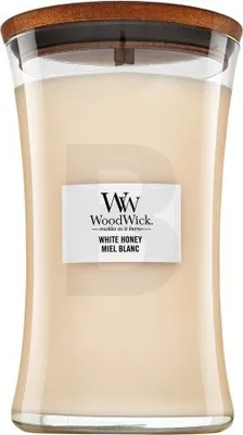 Produktbild von White Honey - Woodwick - große Duftkerze mit Holzdocht