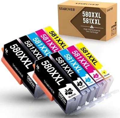 Produktbild von 10er Kompatible Tintenpatrone als Ersatz für Canon CLI 581 XXL PGI 580 XXL für TR8550 TS6150 TS6250 TS8250 TS8150 TR7550 TS9550 TS6151 TS9155