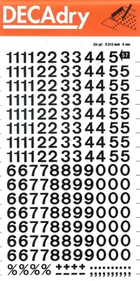 Productafbeelding van APLI DD57F, labels met letters en cijfers, zwart, 8 mm