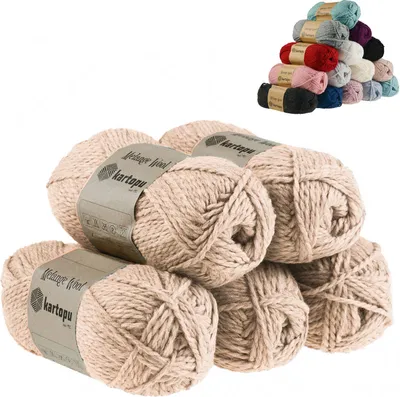 5 x 100g Strickgarn Kartopu Melange Wool Strickwolle, grauviolett