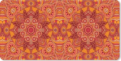 Produktbild von MuchoWow® Schreibtischunterlage Mandala - Muster - Vintage - Orange - Rot 80x40 cm - XXL Mauspad - Gaming Mauspad