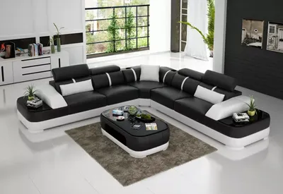 Produktbild von Wohnzimmer Eckcouch Design Ecksofa Möbel Moderne Lederpolster Couch Sofa L Form