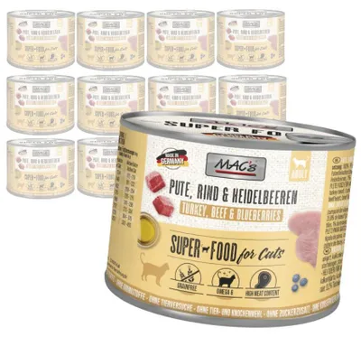 Produktbild von MAC's Katzen-Nassfutter mit Truthahn, Rindfleisch und Blaubeeren, 12 x 200 g