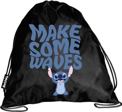 Produktbild von Paso | Sportbeutel Stitch - 45 x 35 cm - Schwarz - Robustes Material - Ideal für Kinder