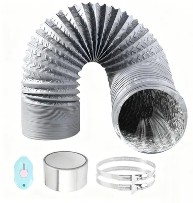 Image de Tuyau d'évacuation en PVC flexible, longueur 6 mètres, avec colliers de serrage