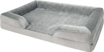 Produktbild von Orthopädisches Hundebett mit hohem Rand, abgesenktem Einstieg, waschbarem Bezug & rutschfester Unterseite