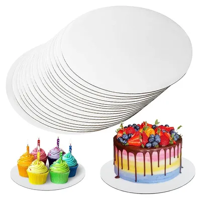 Produktbild von 10 Stück Tortenunterlage Rund 20cm, Cake Board Weiß, Premium Tortenplatte Pappe für Kuchen und Torten