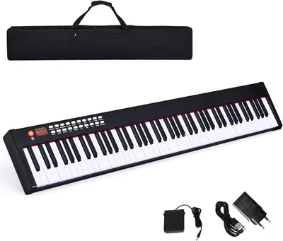 Produktbild von COSTWAY Digitales Piano Keyboard, elektronisches Klavier Keyboard mit Tragetasche, Musikgeschenke für Kinder und Anfänger Bluetooth / 128 Rhythmen/MIDI/USB-Schnittstelle 88-tasten