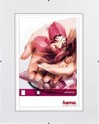 A Hama photo frame with a picture of hands holding an orchid.