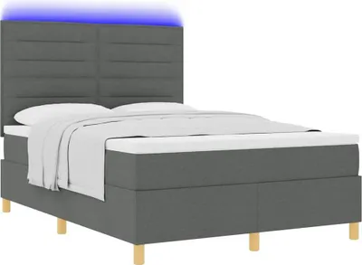 Zdjęcie produktu dla Łóżko z sprężyną LED Ciemnoszary 140 x 190 cm tkanina