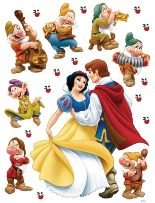 Immagine prodotto di Adesivo murale Disney Biancaneve giallo, blu e rosso - 600198 - 65 x 85 cm